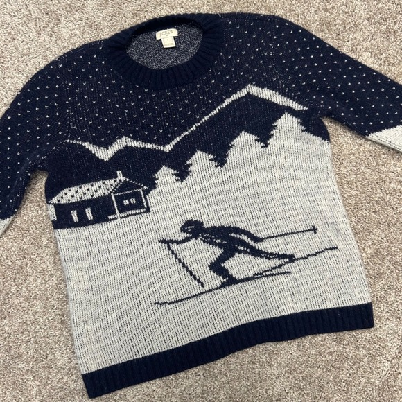 J. Crew Sweaters - J.Crew Ski Sweater Women Small Wool Blend Mountain Chalet Winter Nordic Navy